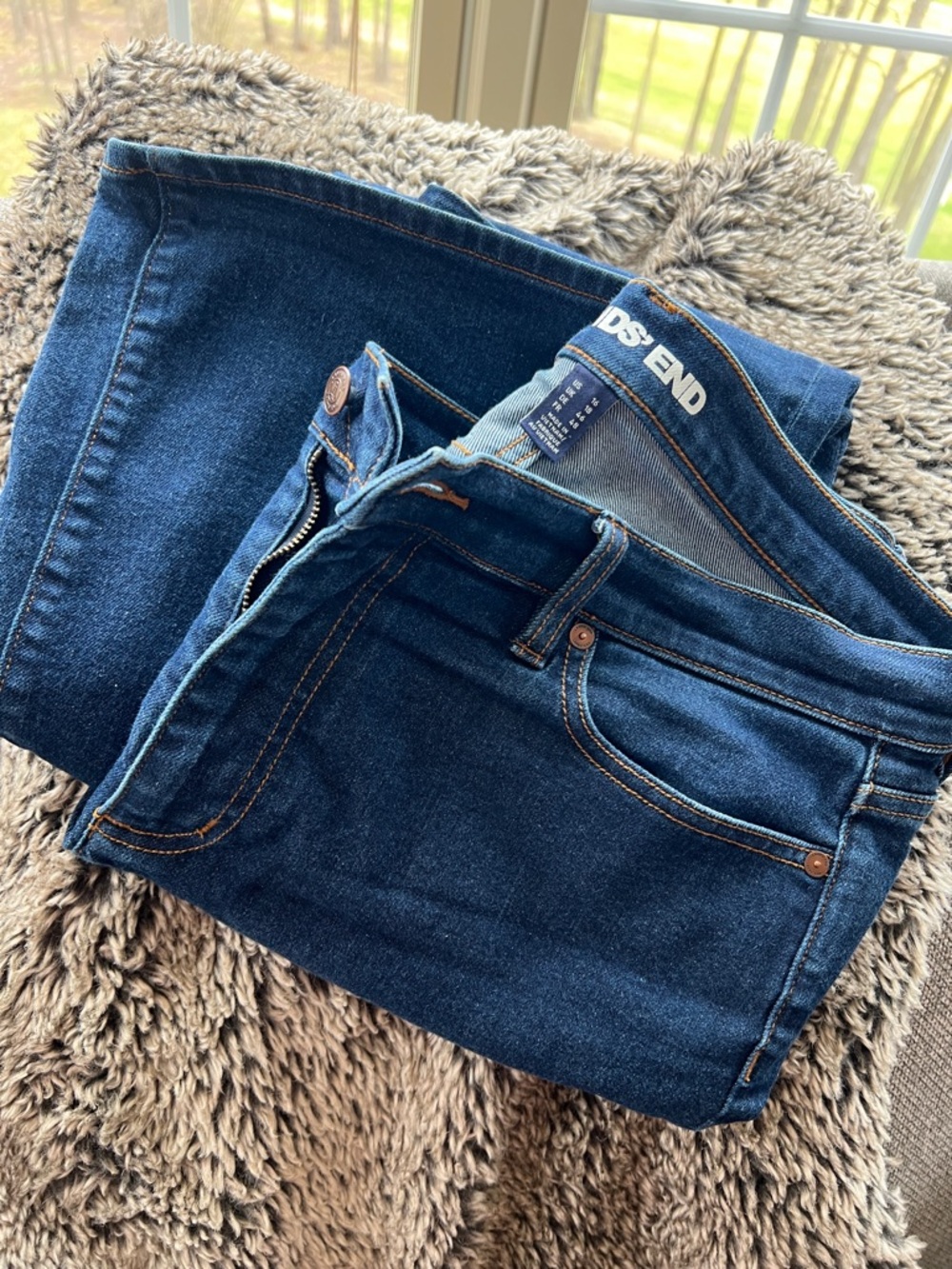 Lands' End Dark Blue Straight-Leg Jeans